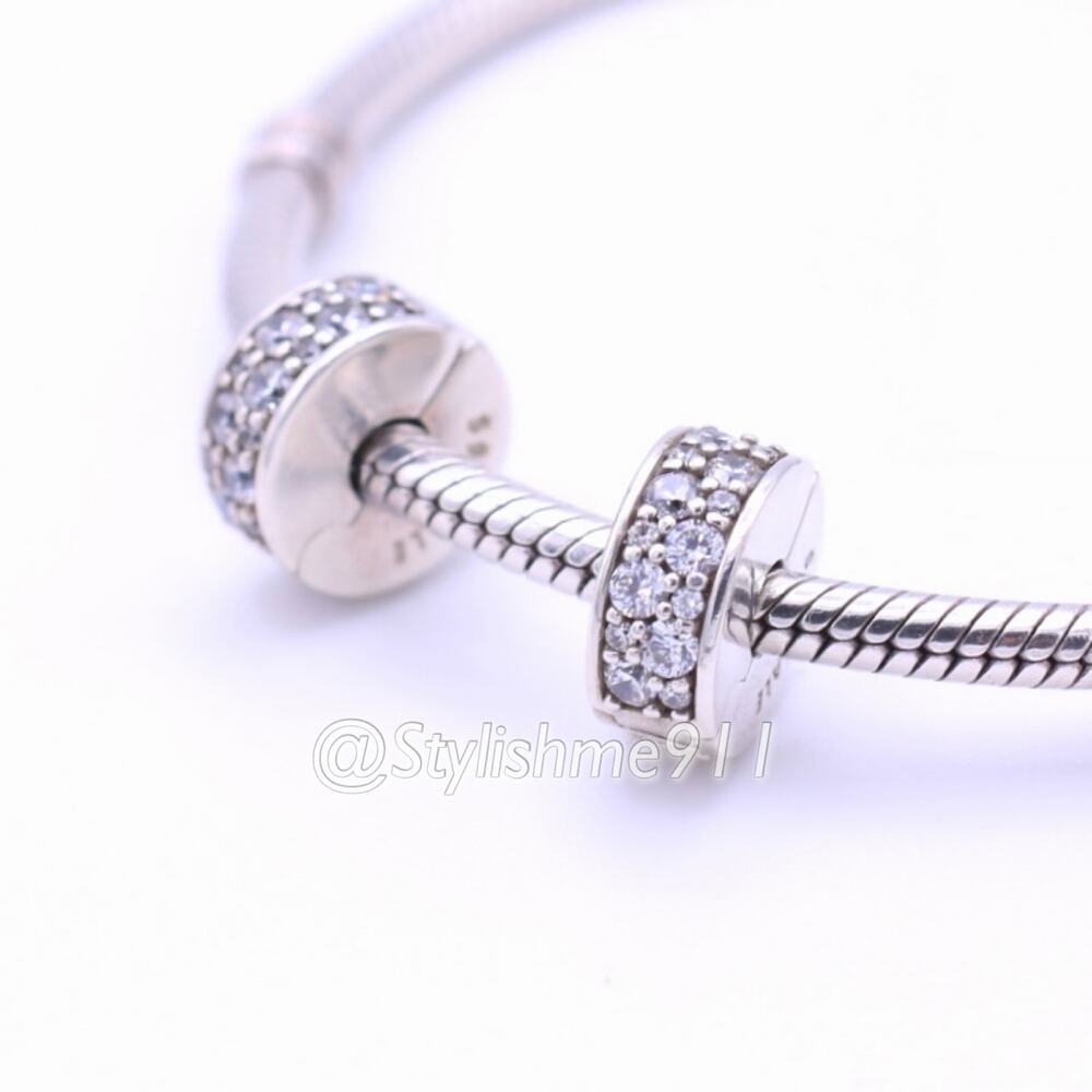 Two- Authentic PANDORA Clear Shining Elegance Clip with Silicone Core - Picture 9 of 13